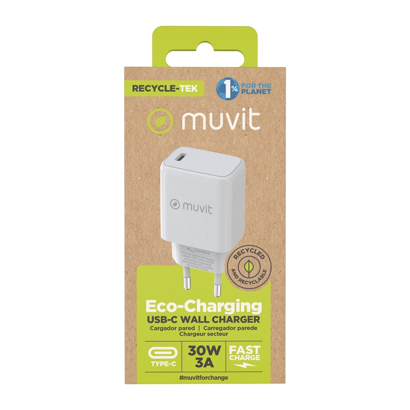 muvit for change cargador de pared Tipo C PD 30W blanco