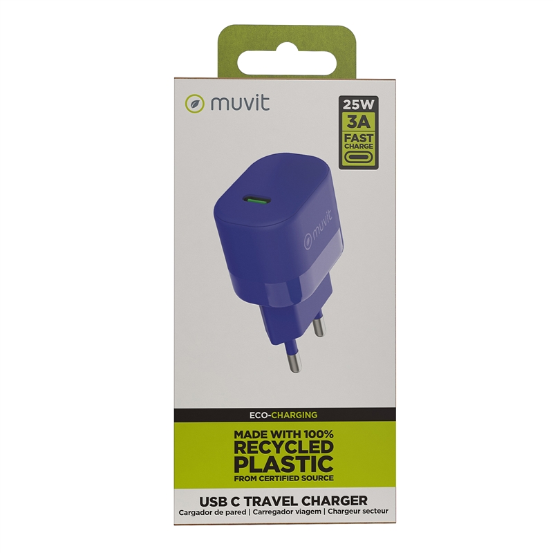 muvit for change cargador de pared Tipo C PD 25W Azul