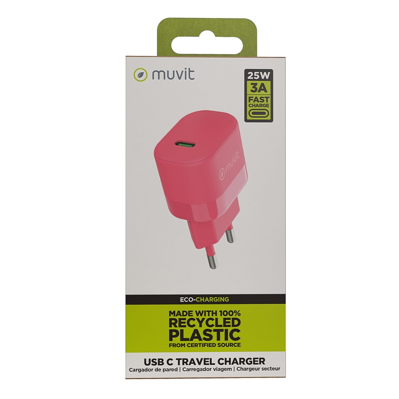 muvit for change cargador de pared Tipo C PD 25W magenta