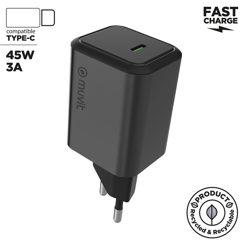 muvit for change cargador de pared Tipo C PD45W aluminio