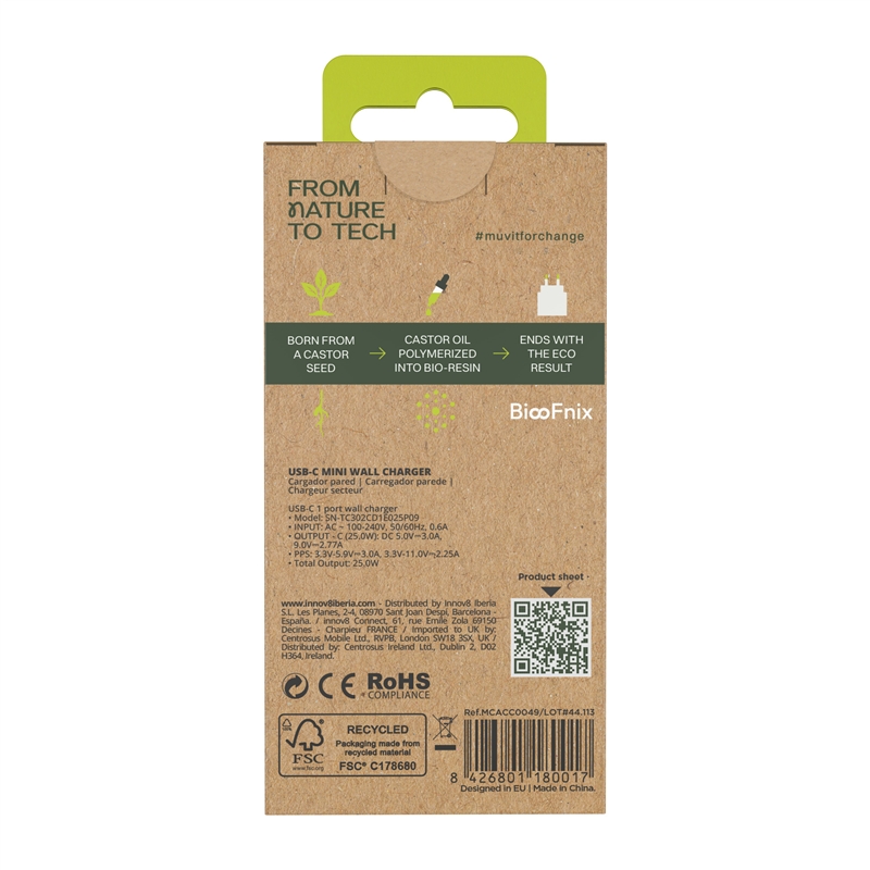 muvit for change cargador de pared Tipo C PD25W BiooFnix