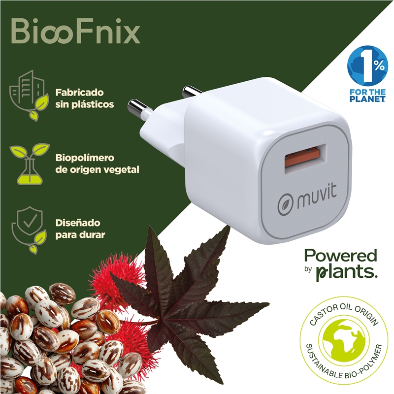 muvit for change cargador de pared USB 3A 18W BiooFnix