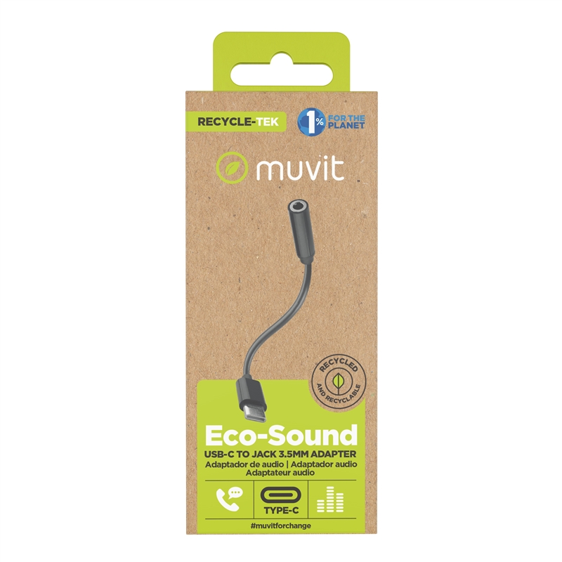muvit for change adaptador Tipo C a Jack 3.5mm negro