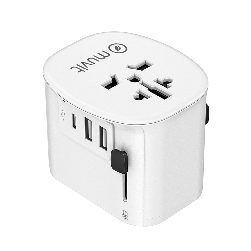 muvit for change adaptador Universal de viaje 2 USB-A + USB-C 15W