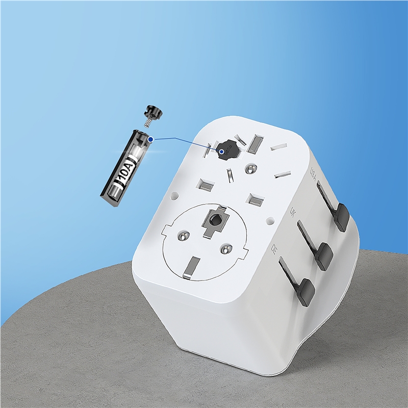 muvit for change adaptador Universal de viaje 2 USB-C PD45W + 1 USB-A blanco