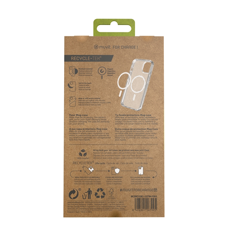 muvit for change funda Magsafe compatible con Apple iPhone 14 Pro transparente