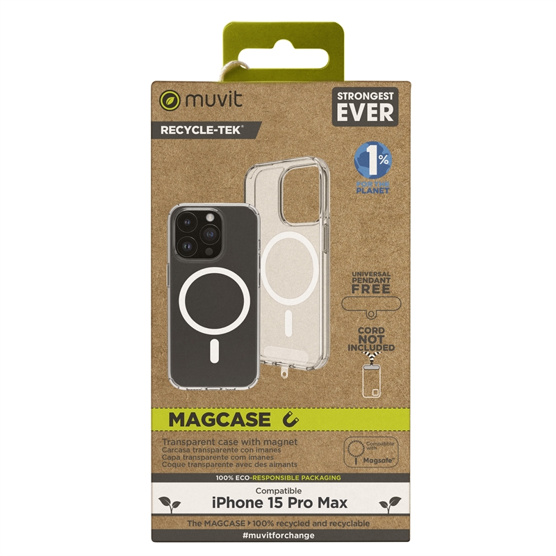muvit for change funda Magsafe compatible con Apple iPhone 15 Pro Max transparente