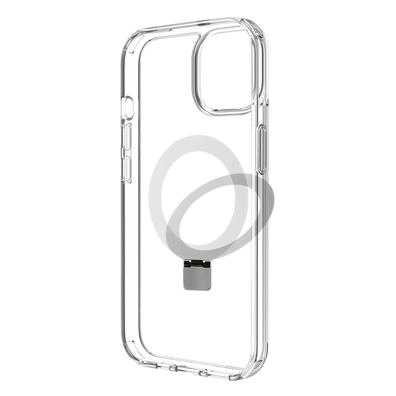 muvit for change funda Magsafe con soporte compatible con Apple iPhone 15 transparente