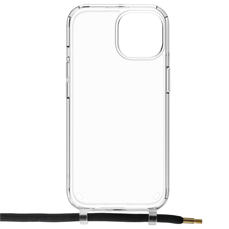 muvit for change funda con colgante negro compatible con Apple iPhone 15 Plus transparente