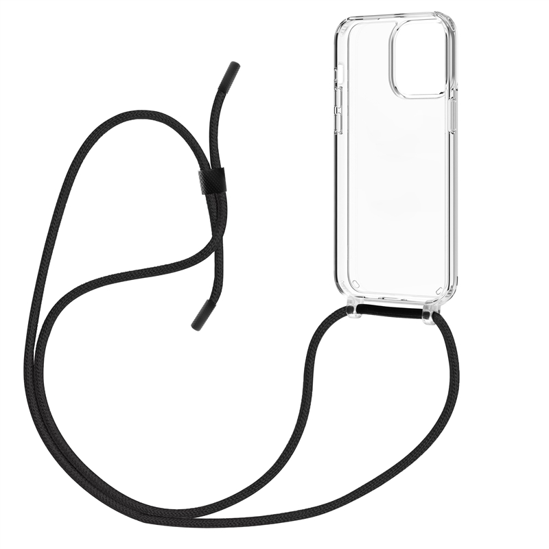 muvit for change funda con colgante negro compatible con Apple iPhone 15 Pro Max transparente