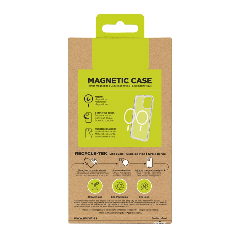 muvit for change funda Magsafe compatible con Apple iPhone 16 Pro Max transparente