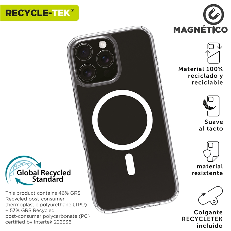 muvit for change funda Magsafe compatible con Apple iPhone 16 Pro Max transparente