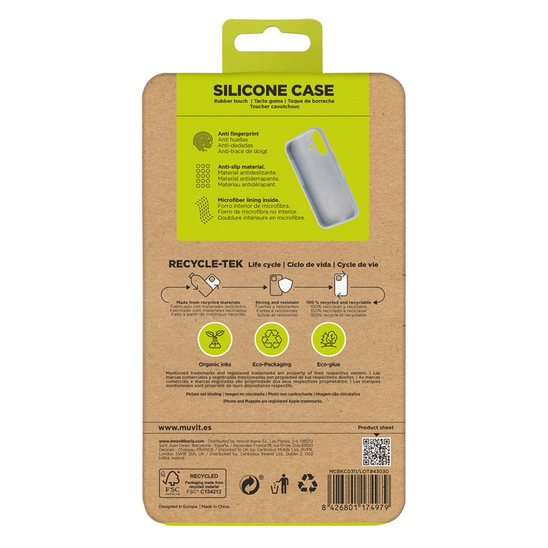 muvit for change funda Liquid Silicone compatible con Apple iPhone 16 azul cielo