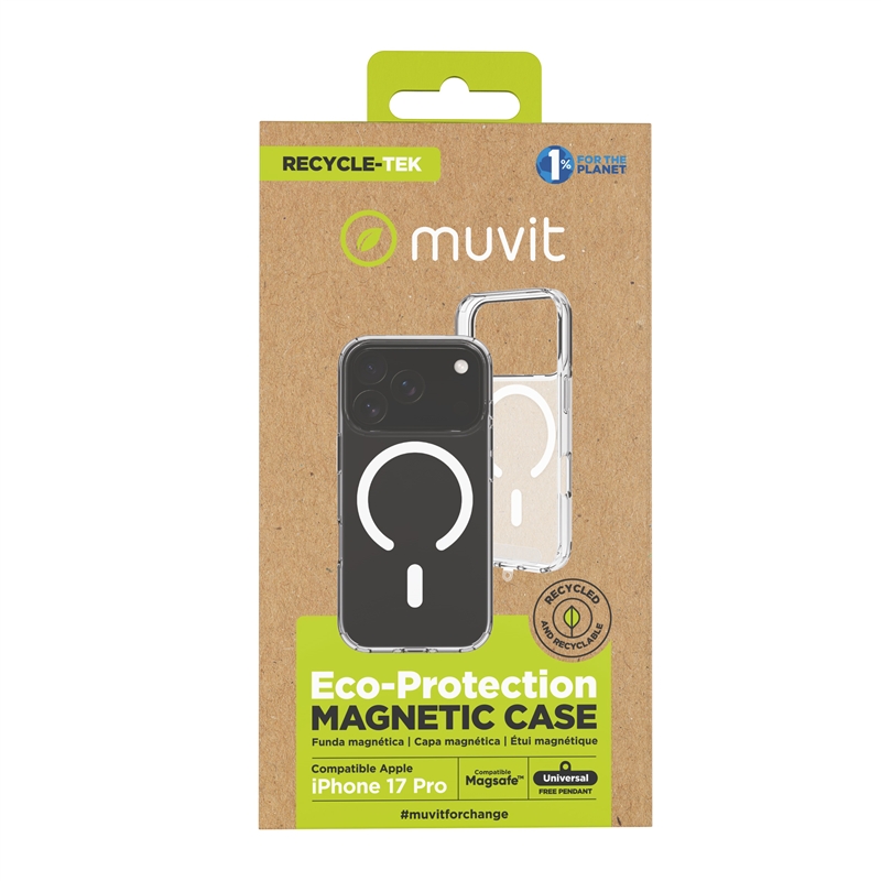 muvit for change funda Magsafe compatible con Apple iPhone 17 Pro transparente