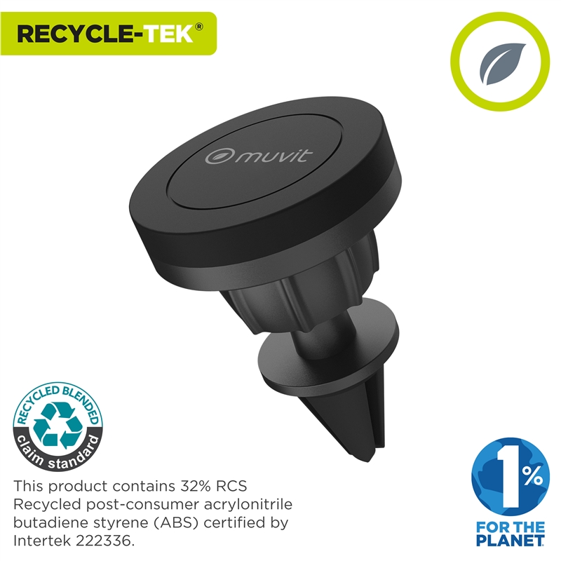 muvit for change soporte coche universal salida aire rotativo magnético negro (pinza rejilla)