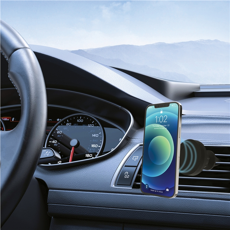 muvit for change soporte coche universal salida aire rotativo magnético negro (pinza rejilla)