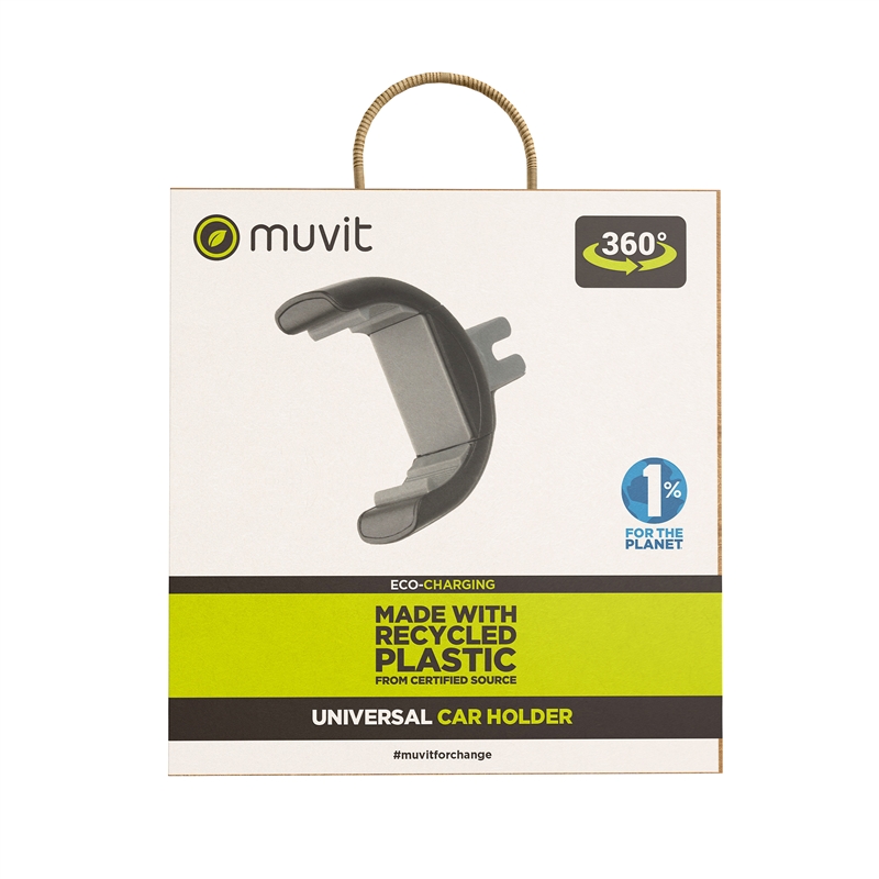 muvit for change soporte coche universal salida de aire rotativo 360 hasta 6,7" ó 8,5 cm de ancho negro