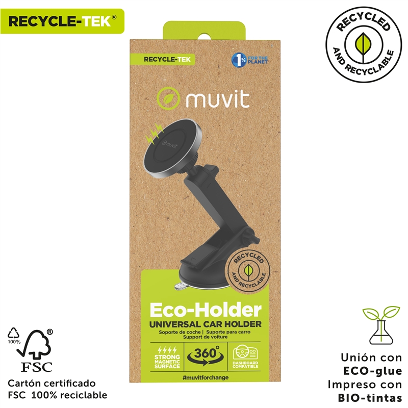 muvit for change soporte coche universal ventosa magnético negro