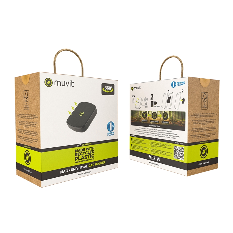 muvit for change soporte coche universal salpicadero magnético negro