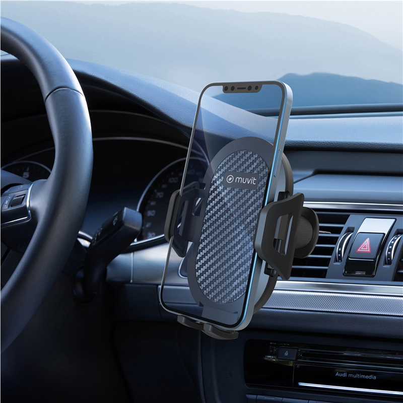 muvit for change soporte coche universal salida aire hasta 7" ó 9.5cm ancho negro, sujeción rejilla 2 ganchos + pinza