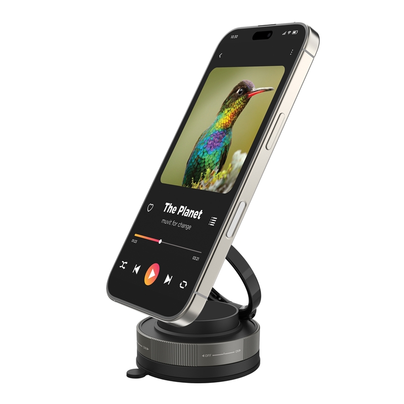 muvit for change soporte coche y sobremesa plegable universal magnético con ventosa negro