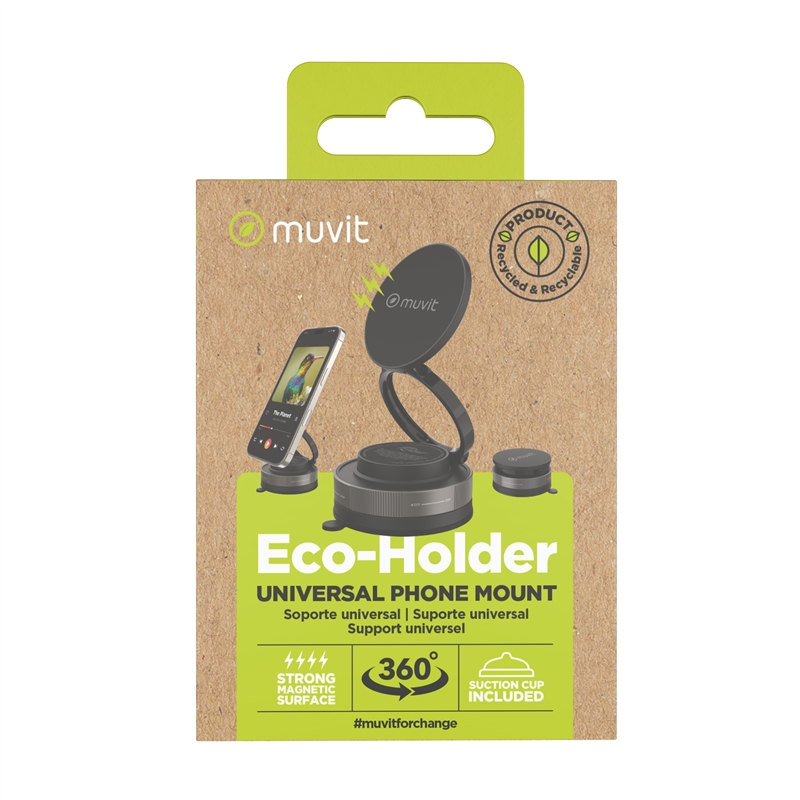 muvit for change soporte coche y sobremesa plegable universal magnético con ventosa negro