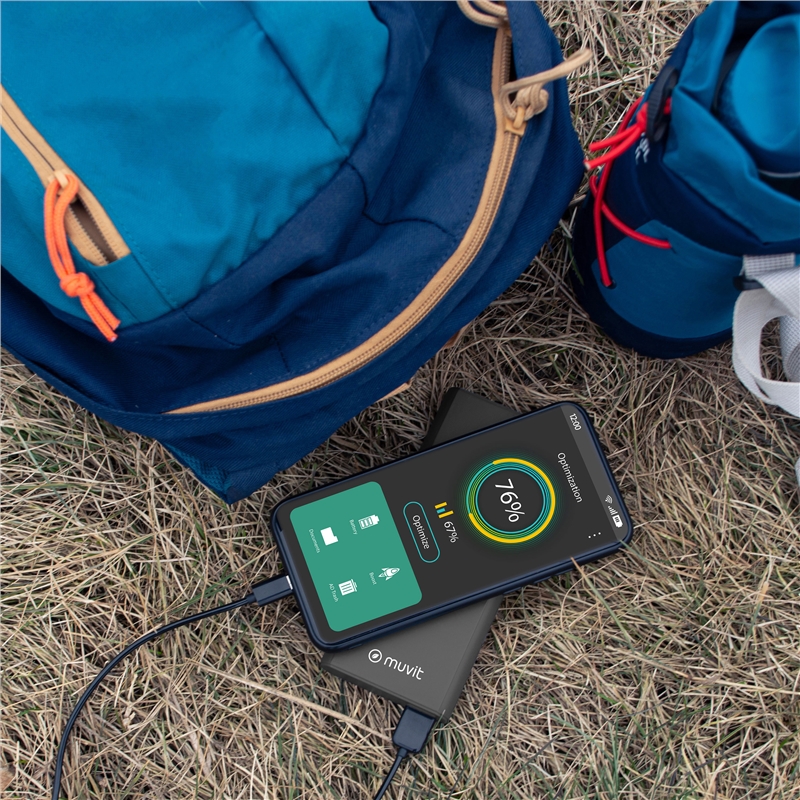 muvit for change power bank 10000 mAh USB A 2,4A + USB C PD/Output (USB A+tipo C) negro