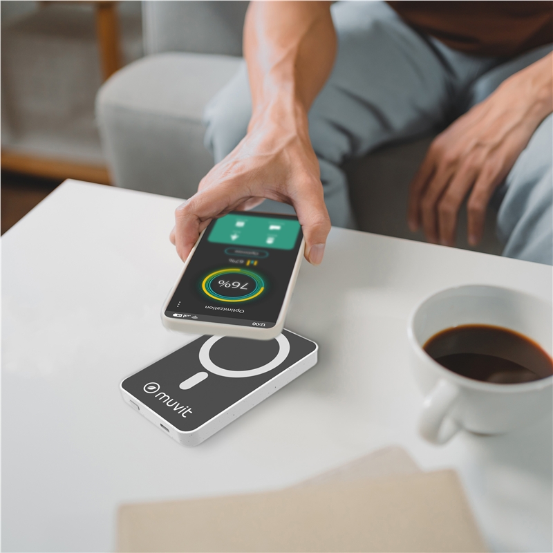 muvit for change power bank 5000 mAh/15W Magsafe + Output tipo C blanca