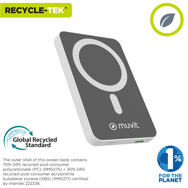 muvit for change power bank 5000 mAh/15W Magsafe + Output tipo C blanca