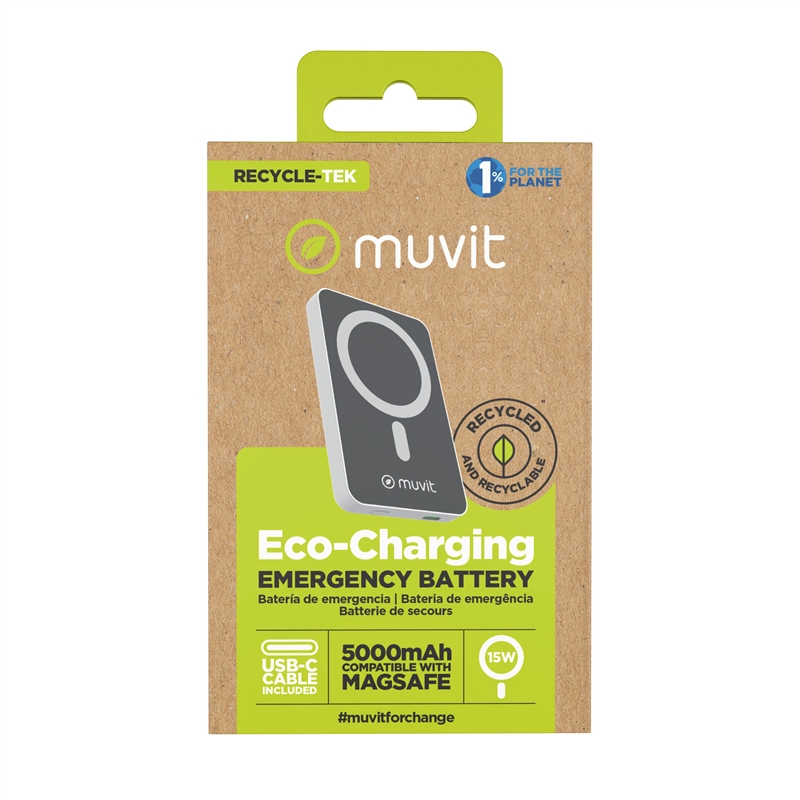 muvit for change power bank 5000 mAh/15W Magsafe + Output tipo C blanca