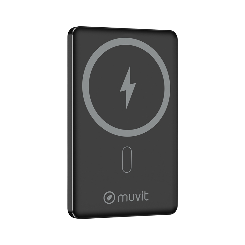 muvit for change power bank Aluminio 5000mAh Magsafe 15W + conector Tipo C PD20W negro