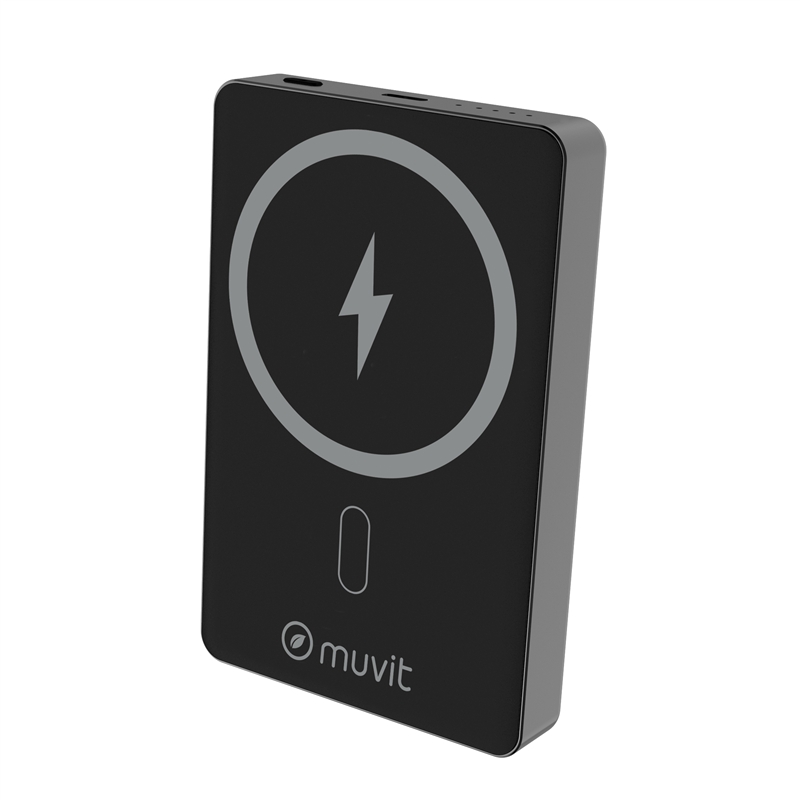 muvit for change power bank Aluminio 10000mAh Magsafe 15W + conector Tipo C PD20W negro
