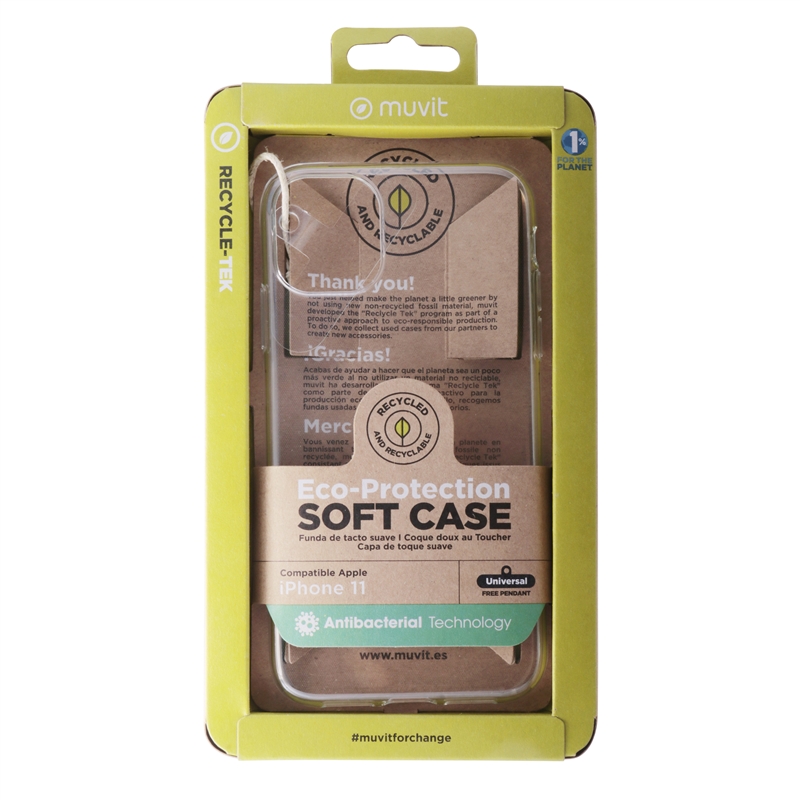 muvit for change funda antibacteriana compatible con Apple iPhone 11 transparente