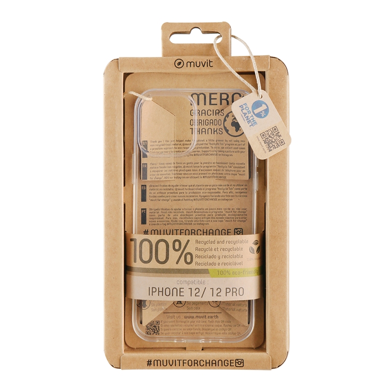 muvit for change funda compatible con Apple iPhone 12/12 Pro transparente