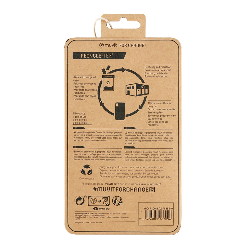 muvit for change funda compatible con Apple iPhone 12/12 Pro transparente