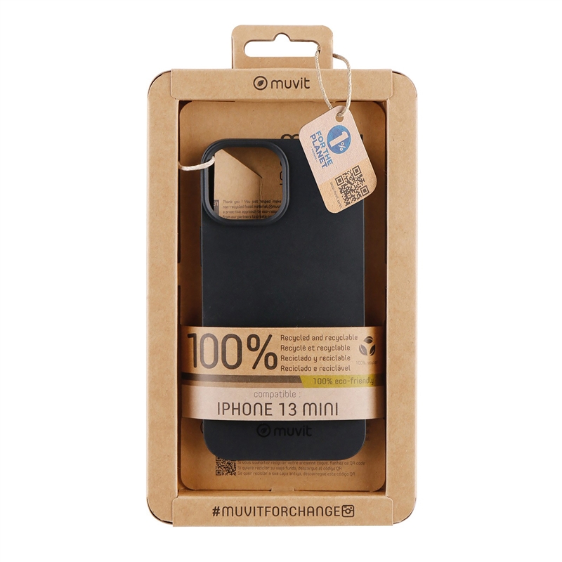 muvit for change funda compatible con Apple iPhone 13 Mini negra