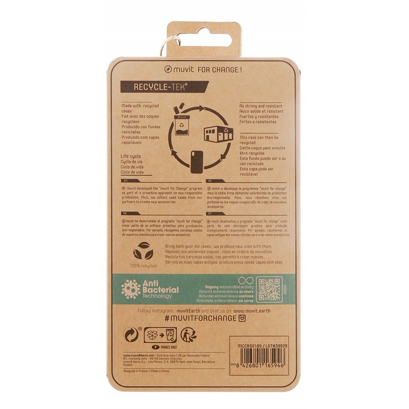 muvit for change funda compatible con Apple iPhone 13 Pro antibacterias transparente