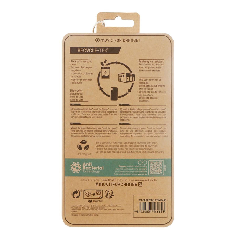 muvit for change funda compatible con Samsung Galaxy S22 5G  transparente antibacterias