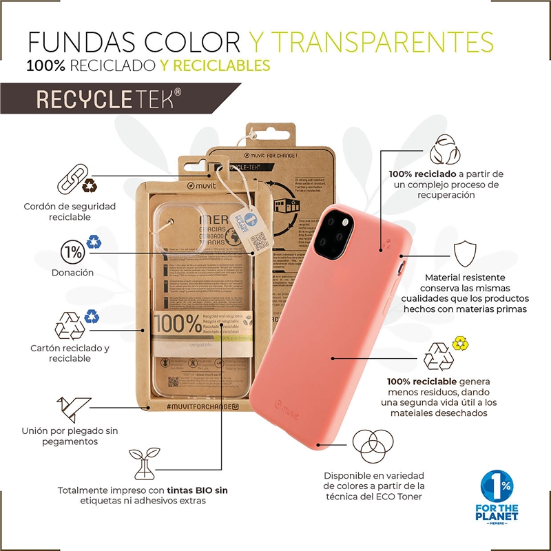 muvit for change funda compatible con Apple iPhone 14 transparente