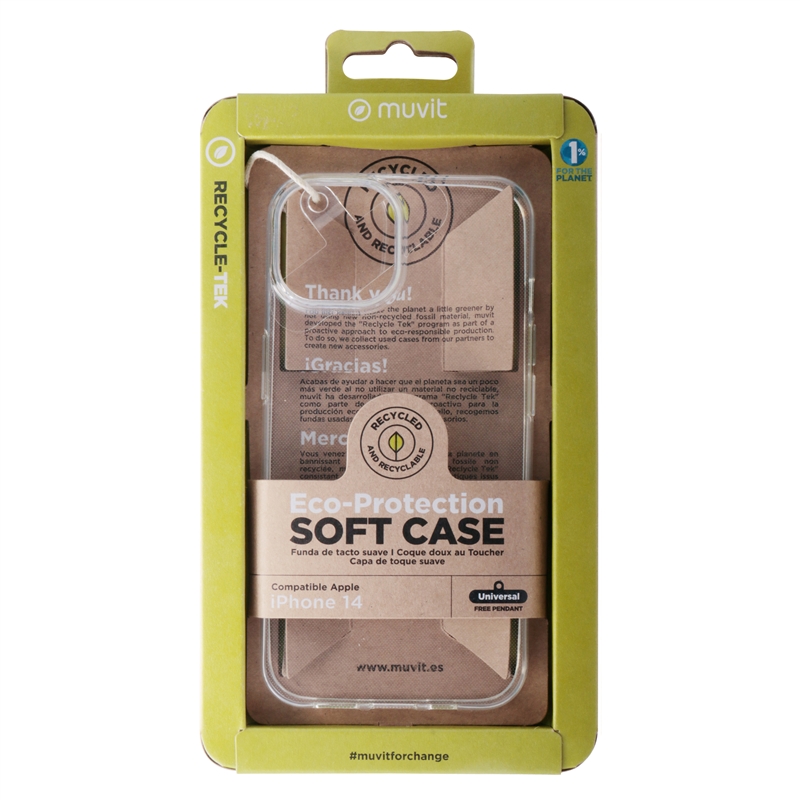 muvit for change funda compatible con Apple iPhone 14 transparente