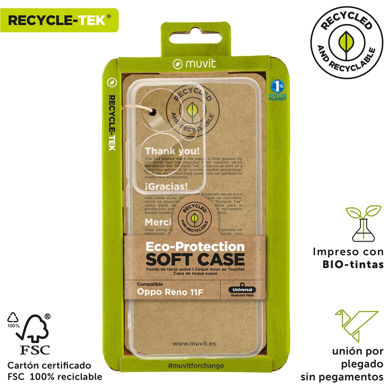 muvit for change funda compatible con Oppo Reno 11F transparente