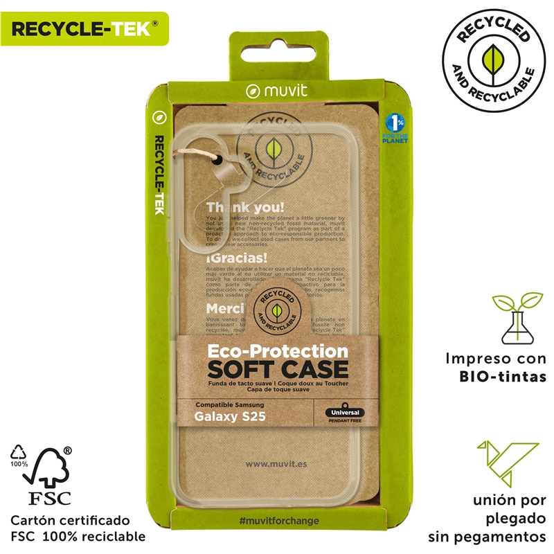 muvit for change funda compatible con Samsung Galaxy S25 transparente