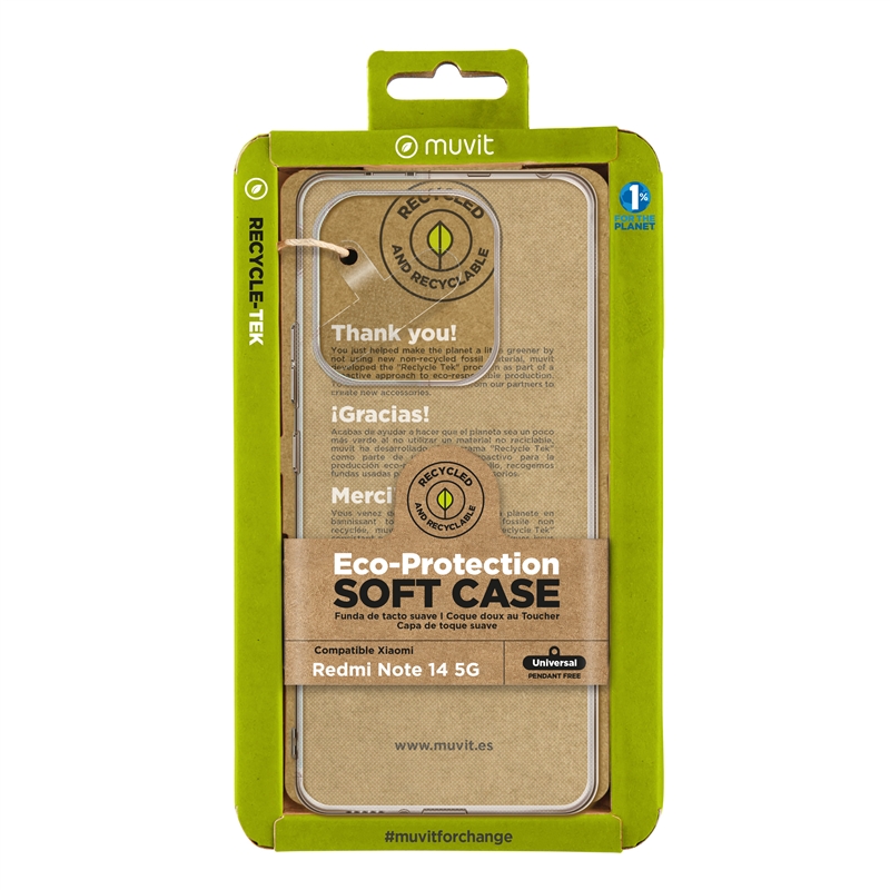muvit for change funda compatible con Xiaomi Redmi Note 14 5G transparente