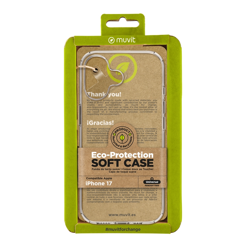 muvit for change funda compatible con Apple iPhone 17 transparente
