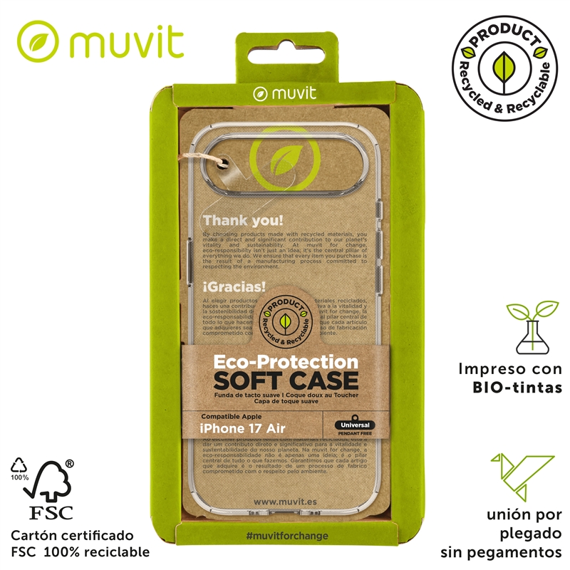 muvit for change funda compatible con Apple iPhone Air transparente