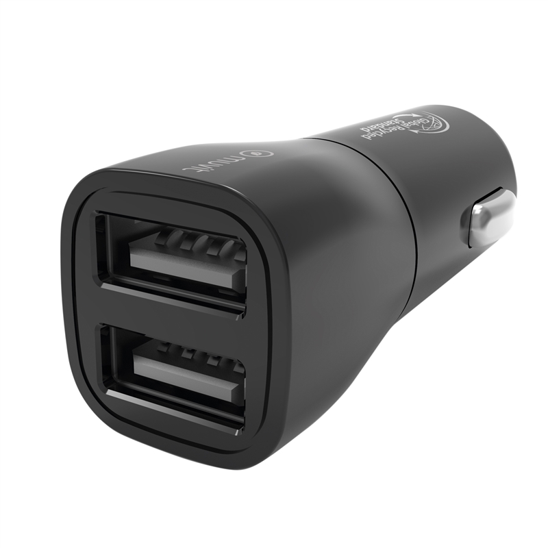 muvit for change cargador coche 2 USB 3,4A/18W negro