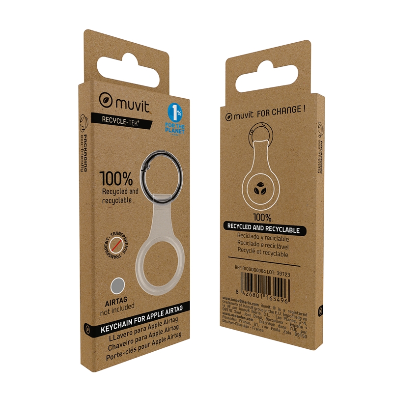 muvit for change funda llavero compatible con Airtag transparente