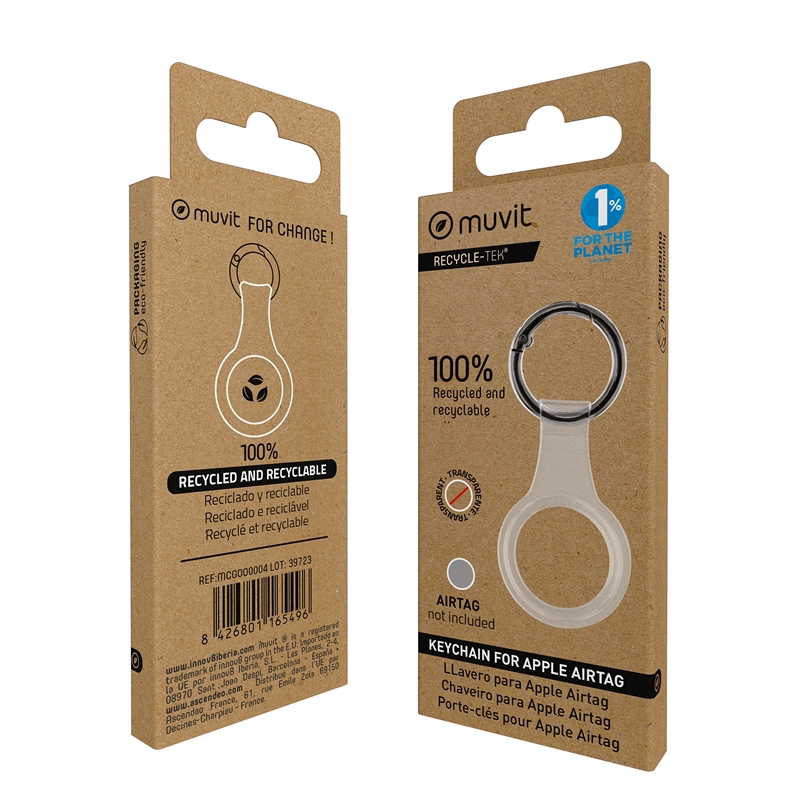 muvit for change funda llavero compatible con Airtag transparente