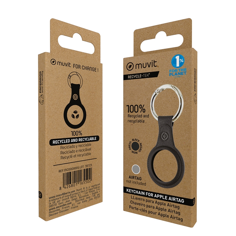 muvit for change funda llavero compatible con Airtag negro