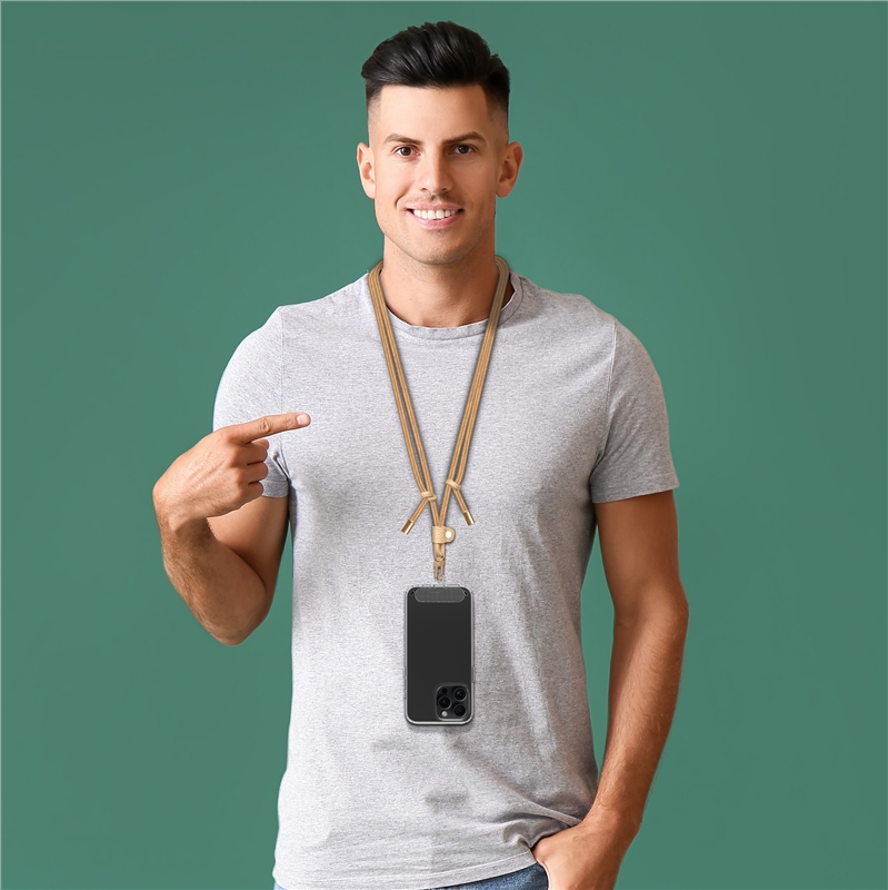 muvit for change colgante universal con soporte transparente + cordon doble color arena